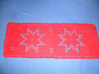 Hardanger Tischlufer Decke Deckchen rot Stern Weihnachten wie neu 57cm x 23cm