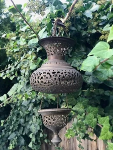 Old Vintage Bronze Church Sanctuary Lamp - Picture 1 of 4