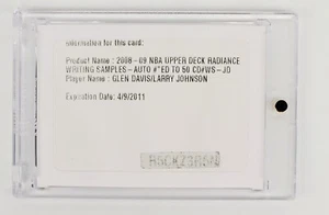 RARE EXPIRED REDEMPTION CARD 2008-09 LARRY JOHNSON GLEN DAVIS DUAL AUTO SP NBA - Picture 1 of 2