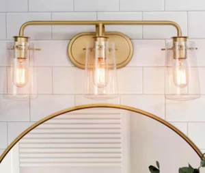 Uolfin Modern Gold Bathroom Vanity Light Bar 3-Light Farmhouse Brass Wall Sconce - Picture 1 of 7