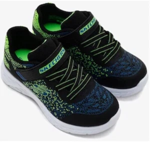 Skechers Kids Microspec 2.0-Talla 1- Negro, Azul, Lima, Blanco-Correa Ajustable - Imagen 1 de 20