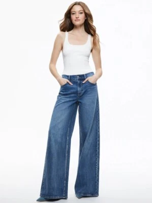 ALICE+OLIVIA  TRISH midrise baggy w/wide cuff in Brooklyn Blue wash jeans 25 - Image 1 of 4