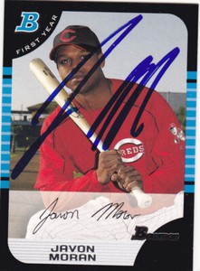 JAVON MORAN CINCINNATI REDS SIGNED 2005 BOWMAN BASEBALL CARD AUBURN TIGERS