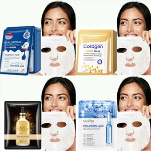 5 X Hyaluronic Acid, Collagen, Gold Face Mask Hydrating Anti Ageing Firming Skin - Picture 1 of 16