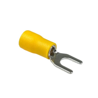 Fork Terminals, PVC Insulated, 10-12 AWG Wire, 8 Stud Size, Yellow, 100 Pcs - Image 1 of 2