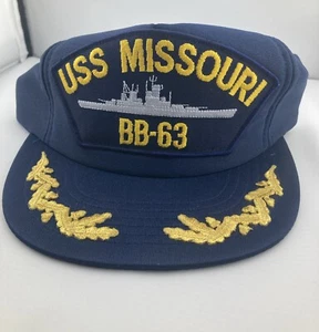 Cappello camionista USS MISSOURI BB-63 foglie snapback vintage anni 80 toppa berretto NAVY - Foto 1 di 5