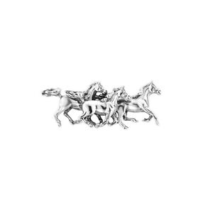 KABANA Three Running Arabian Horses Pin, Sterling Silver, NEW