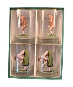 Golf Classics Beverage Set Of 4 12oz Golf Scene Man Woman Humorous - Picture 1 of 6
