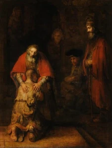 The Return of the Prodigal Son Circa, Rembrandt, Wall Art Print Poster 14" x 11" - Picture 1 of 1