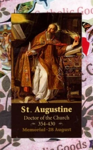 Saint Augustine with Prayer + Quotes (2" x 3 1/2") Heavy Paperstock Holy Card - Picture 1 of 2