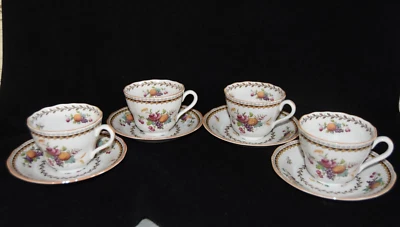 Juego de 4 tazas y platillos de porcelana de hueso Spode Copeland English Rockingham Y5194 vintage Foto 1 de 4