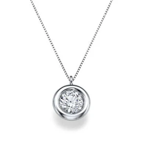 1/2 Carat Real Solitaire Round Diamond Pendant Necklace F/VS2 14K White Gold - Picture 1 of 2