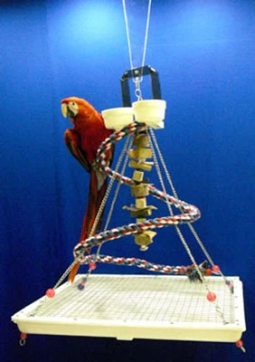 WWW.PRETTYPARROT.COM LARGE PARROT HANGING PERCH easy clean bird perch feeder stand macaw playground