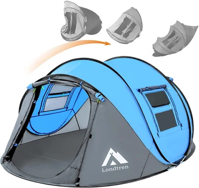 4 Person Easy Pop up Tent Waterproof Automatic Setup 2 Doors-Instant Family Tent - Image 1 of 4