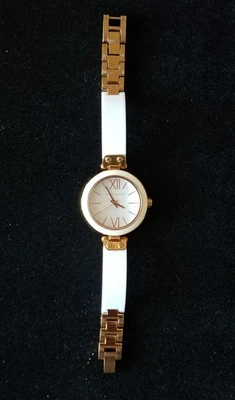 Reloj brazalete Anne Klein oro rosa AK1196 blanco 1/2 banda 6,5" tamaño máximo batería nueva Foto 1 de 4