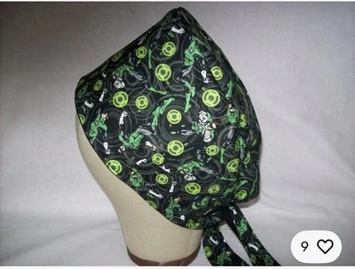 Men/Women Surgical Scrub Cap Lined Green Comics Retro 100% Cotton - Image 1 of 3