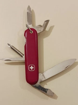 Vintage Wenger Delemont 85mm Red Pocket Knife Swiss Army Multi-Tool 6 tool SAK - Image 1 of 4