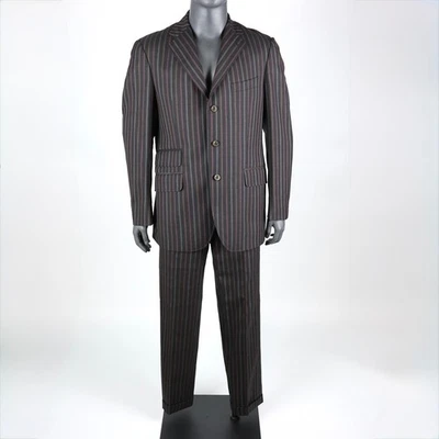 Traje Etro Milano Hombre Rayas 100% Lana 2 Piezas Marrón Multicolor Talla L Foto 1 de 4