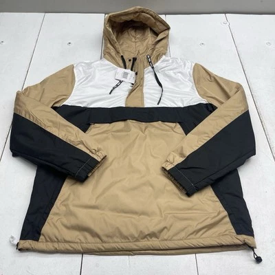 Chaqueta Guess Rex Colorblock Tostado Taupe Multi Acolchada Media Cremallera Para Hombre Talla Grande Foto 1 de 4