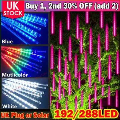 LED Solar Lights Meteor Shower Rain Christmas Tree String Lights Garden Outdoor - Image 1 of 4