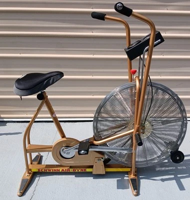 Vintage MCM GOLD SCHWINN AIRDYNE AD3 Dual Action EXCERCISE BIKE w/ SPEEDOMETER - Image 1 of 4