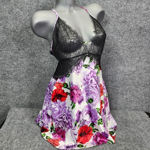 UNDERCOVER Abito da notte Victoria's Secret SLIP floreale bianco VIOLA rosso nero pizzo grande