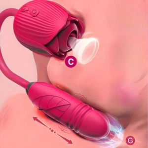 10 Modi-Doppelkopf-Vibrations-Massagegerät-Vibrator-Sauger-Wasserdicht-USB-Buchse USA - Bild 1 von 34