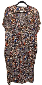 Stunning VAN WINKLE - Multi Color ZEBRA V-NECK LOUNGE/PATIO DRESS, Med, Pockets - Picture 1 of 11