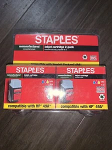 Staples  inkjet print cartridge blk  compatible hp  49a Remanufactured 2 Pack - Picture 1 of 10