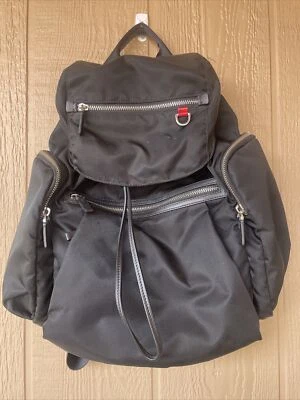 TUMI Black Nylon Flap Backpack Bag Leather Drawstring Travel Flap Purse - Image 1 of 4