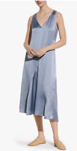 VINCE Women’s Silk V-Neck Sleeveless Dress Color Sky Graphite Size L
