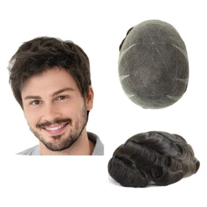 Sistema di sostituzione capelli umani pizzo svizzero naturale nodo sbiancato Air Lace Toupee - Foto 1 di 25