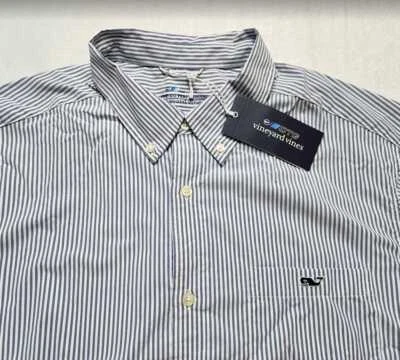 New men's Vineyard Vines On-The-Go performance nylon button down stripe shirt - Image 1 of 4