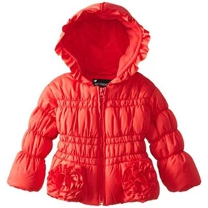 Abrigo tampón con capucha S. Rothschild para niñas 18M piruleta rojo nuevo con etiquetas - Imagen 1 de 2