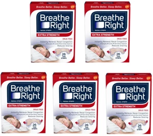 130 BREATHE RIGHT Nasal Strips EXTRA Tan Adult Size Nose Stop Snoring Breath Red - Picture 1 of 1