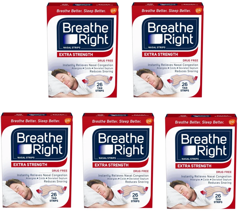 130 BREATHE RIGHT Nasal Strips EXTRA Tan Adult Size Nose Stop Snoring Breath Red - image 1 of 1