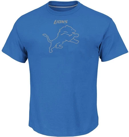 Detroit Lions NFL Majestic Skill In Motion Mens Blue Shirt Big & Tall Sizes Cover