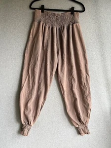 Oli & Hali Womens Large High-Waisted Smocked Pants Grunge Mauve Sweatpants Y2K - Picture 1 of 11