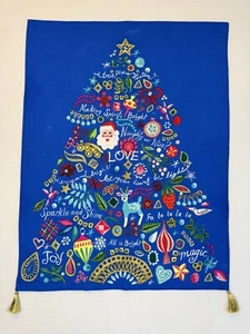 Anthropologie Toalla de Plato de Navidad Danielle Kroll Árbol Papá Noel Vacaciones - Imagen 1 de 4