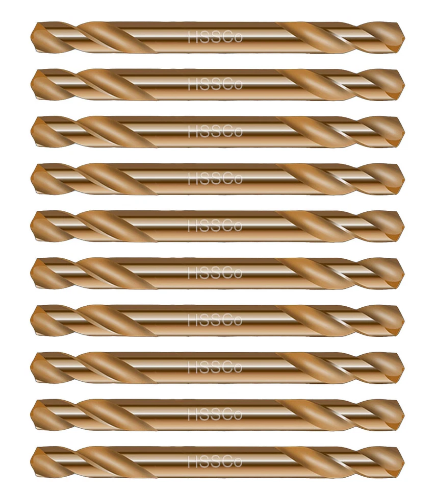 MAX-CRAFT 1/8" Inch HSS Cobalt Drill Bit Set Double End Stubby Body for Steel Metal-10Pcs