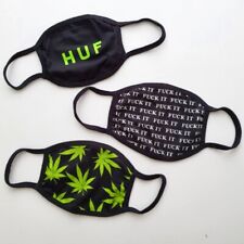 HUF - Face Mask - OG LOGO / F**K IT / PLANTLIFE - Black Skateboard face covering