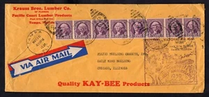USA Tampa 1938 Krauss Bros Lumber Advertising Cover. Coil Strips, Label, Cachet - Picture 1 of 2