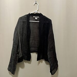 Flax Linen Open Black Multi-Shade Shirt size Large