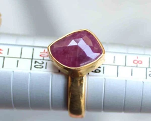 Solid 925 Sterling Silver Ruby Cut Gemstone Gold Fill Ring 29.50 Carat size 9.5 - Picture 1 of 4