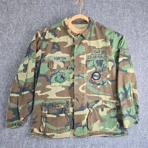 US Air Force Large Regular Field Coat Jacket Woodland Camouflage Vtg 70s Fair - Picture 1 of 11