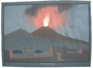 Erupción del Vesubio 1813 original Gouache aprox. 1880 Nápoles Nápoles Italia Vesubio - Imagen 1 de 4