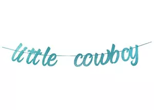 Baby Blue Little Cowboy Banner, West Theme Baby Shower, Baby Boy 1st Birthday... - Picture 1 of 6