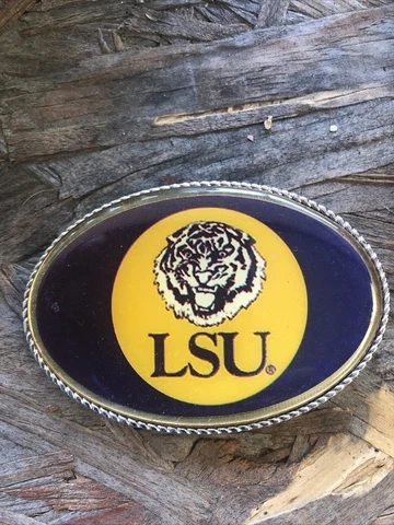 New LSU Tigers Belt Buckle Silver Louisiana State NCAA Acrylic￼￼ Cover