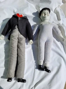 Laurel and Hardy Porcelain Bisque Dolls **Broken Laurel NO HEAD**Soft Body - Picture 1 of 23