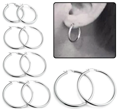 Orecchini a cerchio in acciaio inox diametro 12 14 15 16 21 mm uomo donna unisex - Immagine 1 di 3